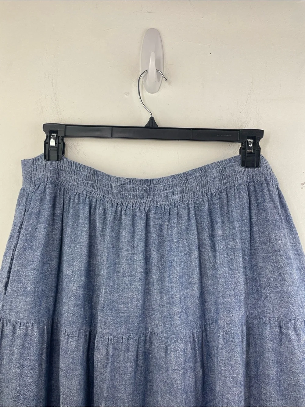 Matty M Blue Chambray Tiered A-Line Midi Skirt size XXL